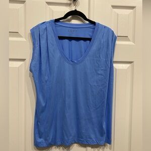 New! Womens Loft Pleated Muscle Tee size large periwinkle blue